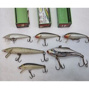 (6) Vintage Rapala Lures Lot Crankbait, Tackle Countdown Rattlin Ireland/Finland